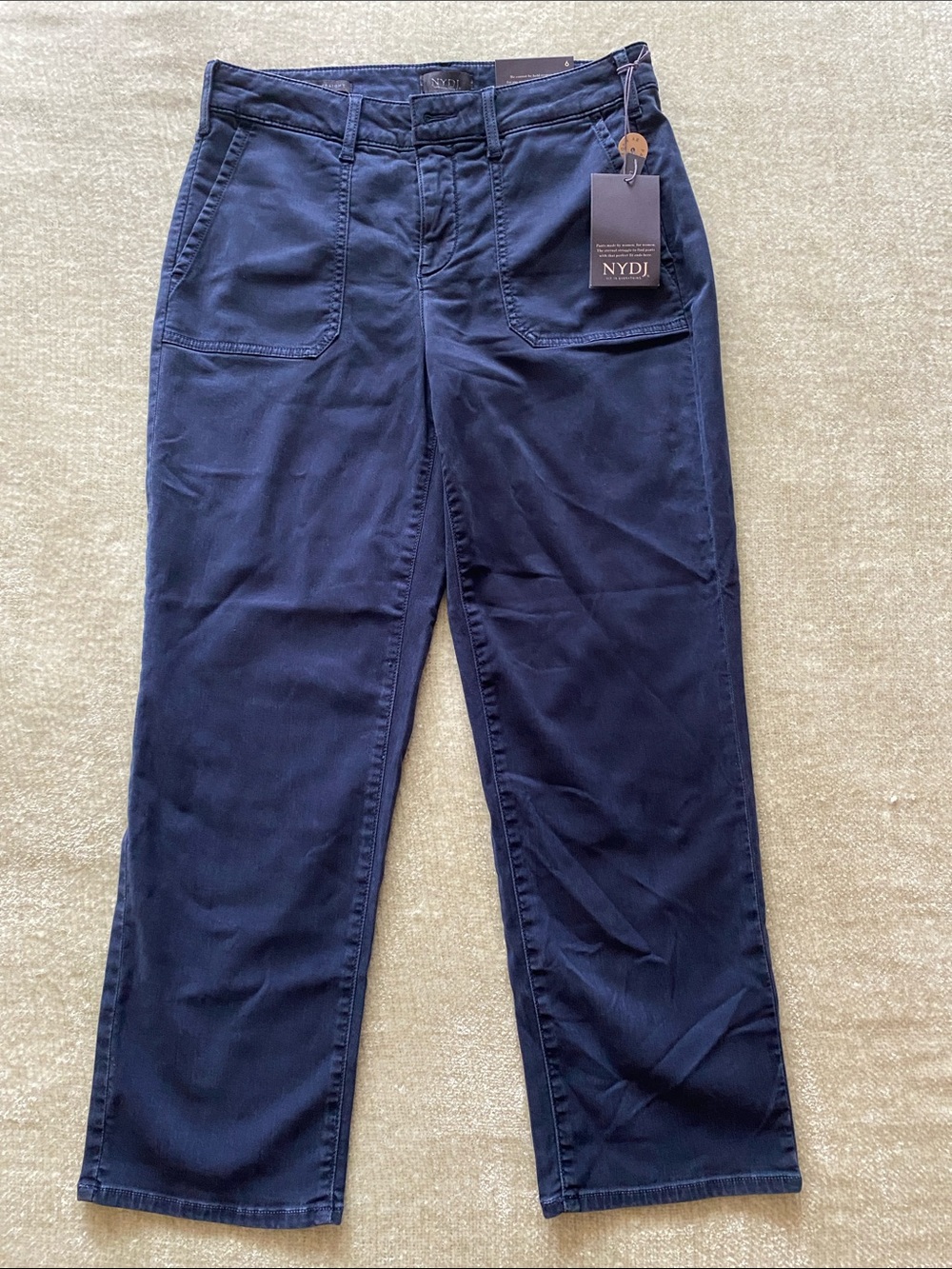 NYDJ Marilyn straight leg Chino Patch Pants Size 6 Dark Blue
